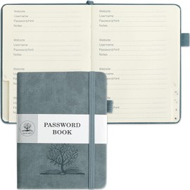 Daofary DAOFARY Password Book with Alphabetical Tabs - Small Password Keeper Book (5.6 * 4.3 in) with Inner Pocket, Hardcover Password Keeper Notebook for Log Internet Website Information (Blue Haze)