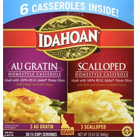 Idahoan Au Gratin and Scalloped Homestyle Casserole Potatoes, Made with Gluten-Free 100-Percent Real Idaho Potatoes, Combo Pack of 6 Boxes (5 Servings Each)