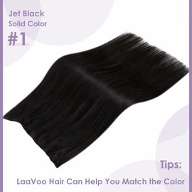 LaaVoo Invisible Secret Wire Extensions Real Hair Black Extensions Real Hair with Invisible Wire Black #1 Fish Line Hair Extensions Real Hair with Wire Straight 100 g / Package 50 cm