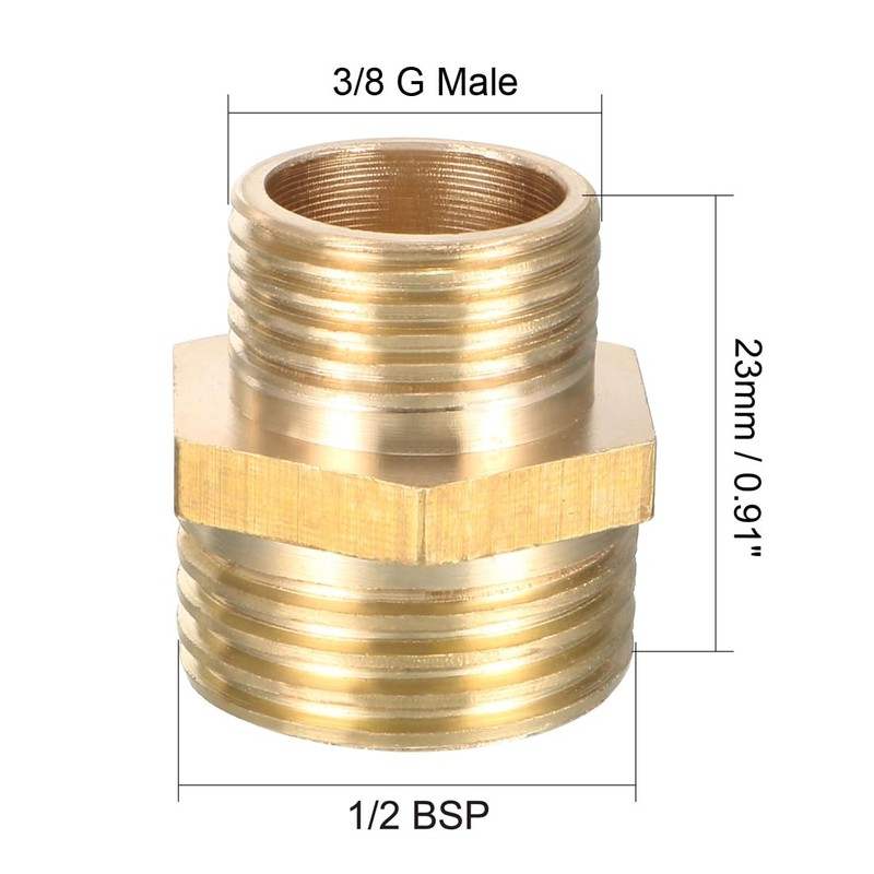 sourcing map Brass Pipe Fitting Reducing Hex Nipple 1/2 BSP
