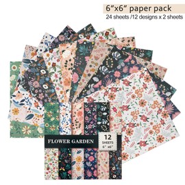 Single Sided PAPER PAD Sheets 6 INCH 24 PACKS Scrapbook Decorative Paper for Card Making Journaling Origami Scrapbook Paper