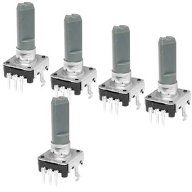 ALPS EC12E1220405 12mm 12 Pulse Plastic Axis 6x15mm Stand-Up Encoder for PCB Print Mount (Pack of 5)