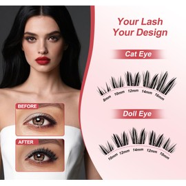 Dramatic Volume Eyelash Clusters,C Curl Thin Individual Lashes with 0.05mm Ultra-Thin Band, 8-18mm DIY Home Salon Effect Lash Extension, Reusable, Bold Glam for Events,FayJoo BOLD 11 Lash Only