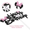 Black Glitter Minnie Inspired Happy Birthday Cake Topper with Pink