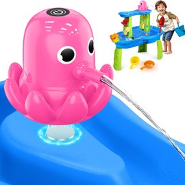 Water Table Pump - Cordless & Rechargeable Water Pump for Water Table with Magnetic Octopus Design, Quick-Install Outdoor Sand/Water Play Toys & Durable Accessories for Toddlers Kids (Pink)