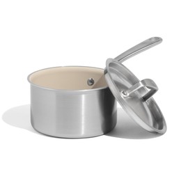 Made In Cookware - 2 QT CeramiClad Non Stick Saucepan with Lid - 5-Ply Stainless Clad with Stay-Cool Handle - Professional Cookware - Crafted in Italy - Induction Compatible