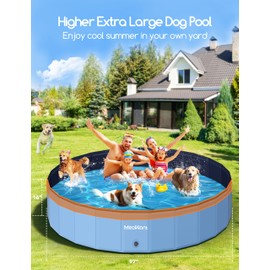 Meowant Extra Large Dog Pool Foldable 97'', Hard Plastic Dog Swimming Pool Kiddie Pool, Collapsible Dog Pet Bath Pool, Portable Deep Dog Pools for Large Dogs (5XL-97'' × 16'')
