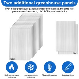 DGSL 14 Pcs Polycarbonate Greenhouse Panels, 4' x 2' x 0.32'' Twin-Wall Panels, Polycarbonate Sheet for All Weather Outdoor Garden and Greenhouse Covering