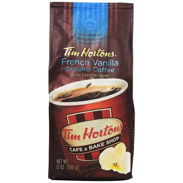 Tim Horton's 100% Arabica Medium Roast, French Vanilla, Ground Coffee, 12 Ounce