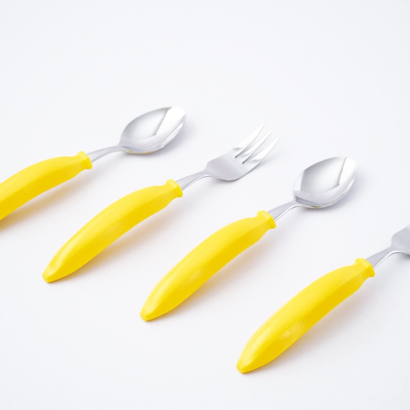 Takakuwa Metal Banana Cutlery, Spoon & Fork, Yellow, 2 pcs