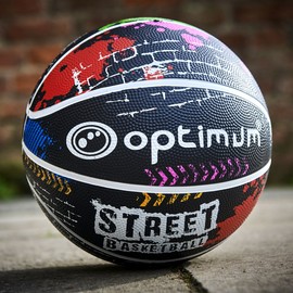 Optimum Street Basketball - Durable Korean Rubber with All-Weather Grip for Versatile Indoor/Outdoor Play - Sizes 7 & Mini for All Ages- Multicolor, Size Mini