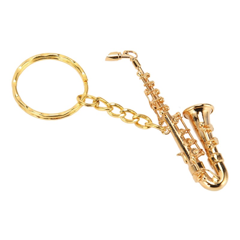 Saxophone Pendant Keychain, Portable, Funny Brass Miniature Saxophone Musical Instrument
