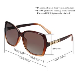 Aroncent Polarized Sunglasses UVA UVB Protection Large Frame Radiation Protection Sunglasses Aviator Sunglasses, brown