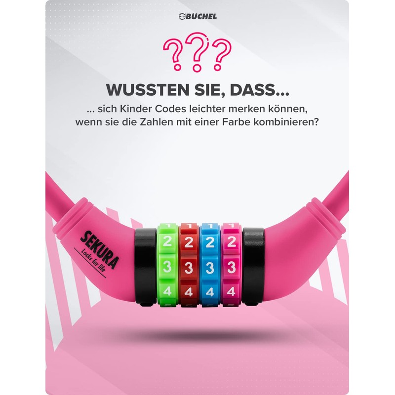 Büchel Sekura Children's Combination Lock 120 cm with Coloured Cover