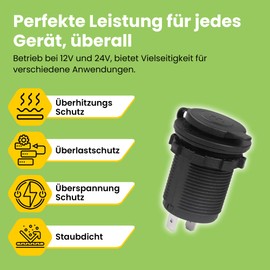 Offgridtec 12V/24V Angel Socket with Cover, IP65 Weatherproof Angel Fridge Socket for Car, RV, Truck, Marine Use, Durable Plastic Housing