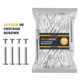 PERFORMORE 50 Pack of Silver Aluminum Screw Posts, 1 1/4 Inch Metal Chicago Screw Post Binding Screws for Scrapbooking, Photo Albums, Binding, Leather Screw Nail Rivet Button Solid Belt Tack Screw