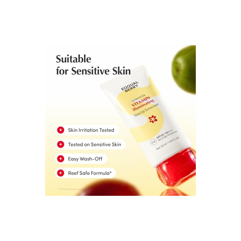 EQQUALBERRY Protector Solar Facial con Color SPF 50+ PA++++ Glow