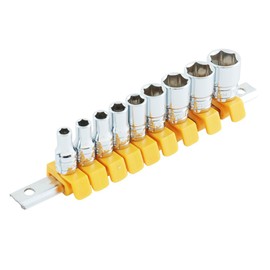 SK11 Socket Set, Hexagonal SHS209M, Clip Color: Yellow, Insertion Angle: 0.25 inches (6.35 mm), 9 Pieces, 1 Set
