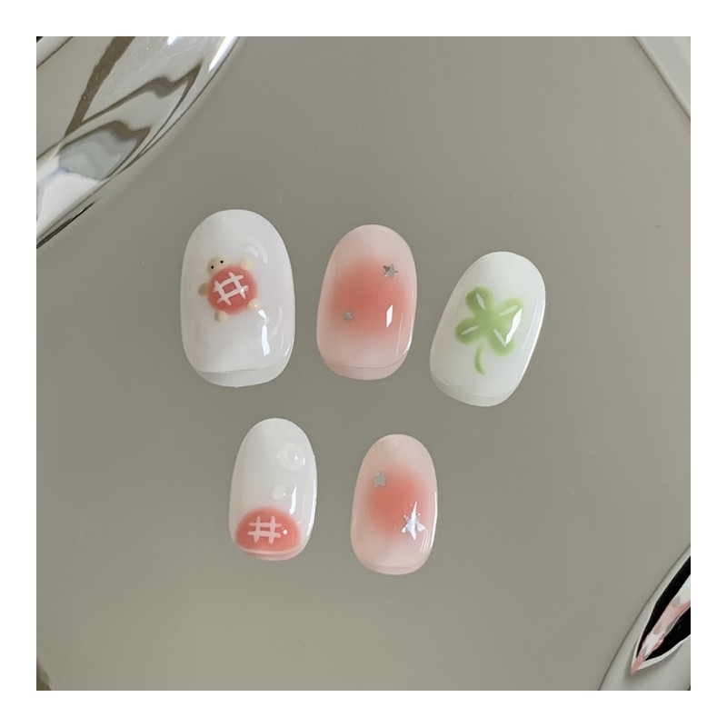 [Handmade Nail Tips] Lucky Turtle Nail Tips - Coffin Egg