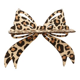 SiegYma Bow Crystal Shelf Display Wooden Wall Floating Shelves Butterfly Heart Crystal Shelf Decor Leopard Bow 1Pcs for Essential Oil Storage Witchy Home Rustic Decor (Leopard Pattern Bow Large)