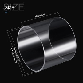 sourcing map Acrylic Pipe Rigid Round Tube Clear 114mm ID 120mm OD 100mm for Lighting, Models, Plumbing, Crafts