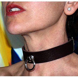 Lockable Premium BDSM Collar with O Ring Soft Leather Brown Bondage Handmade Unisex