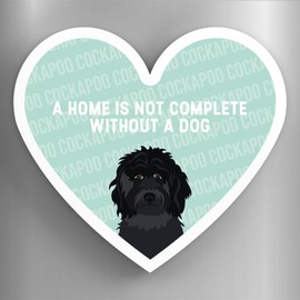 Global Designs Black Cockapoo Home Without A Dog Katie Pearson Artworks Heart Shaped Wooden Magnet