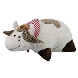 Inware 7198 Cuddly Cushion Cow 35 x 25 cm Cuddly Cushion with Velcro Fastening Baby Cushion Children's Pillow White / Brown