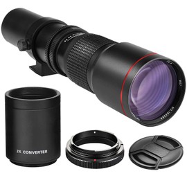 High-Power 500mm/1000mm f/8 Manual Telephoto Lens for OLY OM-D, E-M1, E-M5, E-M10, Pen-F, E-PL7, E-PL8, E-P5, E-PL5, E-PM1, E-PM2, E-P1, PL1, PL2, PL3, PL6, PL7, PL8 Cameras