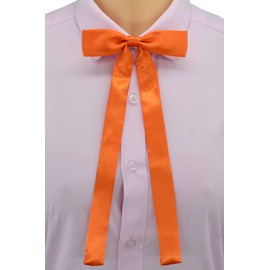 Women Long Pre Bow Tie, Adjustable Ladies Western Satin Neck Ties For T-shirt Decoration Christmas Gift WT-01, Orange, One Size