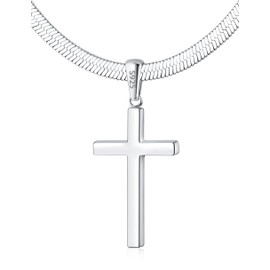 Eterjew 925 Sterling Silver Cross Necklace for Women, Womens Sterling Silver Cross Pendant Necklace with 4mm Real Silver Snake Chain Necklaces, Womens Cross Necklace, Cross Chain for Women 18 Inch