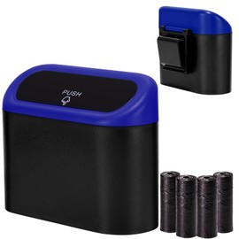 Ginsco Ginsco Mini Car Trash Can with Lid, Small Car Garbage Can, Cute Leakproof ABS Car Trash Bin, Car Accessories for Interior, Garbage Bin for Car, Home, Office with 60pcs Trash Bags