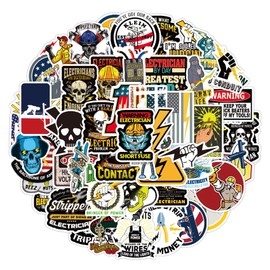 50Pcs Electrician Lineman Stickers, Funny Hard Hat Stickers Decals for Helmet Toolbox Hood, Waterproof Vinyl Stickers