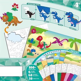 Craft Kits for Kids - DIY Foil Art, Kids Activity Packs No Mess Arts and Crafts, Travel Toys, Gift Toys for 4 5 6 7 8 9 Years Old Boys &amp; Girls（Dinosaurs）