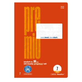 Staufen Green exercise book, DIN A4, ruling style 7 (7 mm lined), 4 notebooks, 16 sheets each, 90 g/m² recycled paper, round corners prevent dog-ears