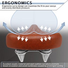 BUCKLOS Bike Seat for Comfort Men Women Wide Bicycle Seats Large Bike Saddle for Ebike Beach Cruiser Peloton Stationary Bike