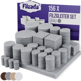 Filzada Filzada? Filzgleiter Selbstklebend Set 156 Stck (Eckig und Rund) - Grau - Profi M?belgleiter Filz Mit Idealer Klebkraft