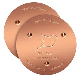 NNG 2 Pack Bird Bath Copper Disk,1mm Thick Reinforced 99.9% Pure Copper Bird Bath Purification Disk with Triple-Point Support,Physical Safe Water Cleaner for Outdoor Birdbaths Bowls,All-Season Use