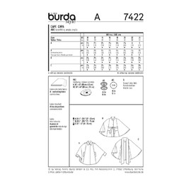 Burda B7422 Cape Sewing Pattern 19 x 13 cm