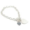 Sterling Silver Bracelet with Double Heart Tag with Bars and