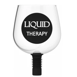 Guzzle Buddy 2GO Unbreakable Tritan Plastic 16 Ounce Wine Glass, It Turns Your Bottle Into Your Glass, Wine Bottle Topper Christmas Gift White Elephant for Wife - Liquid Therapy Design