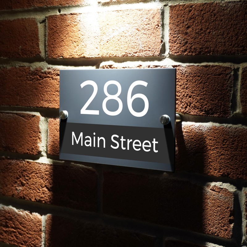 Badgemaster Modern Anthracite House Number Sign Plaque Stainless Steel Standoffs