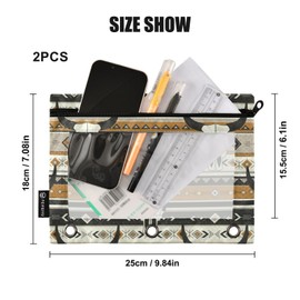 Fisyme Western Boho Bull Skulls Pencil Pouch for 3 Ring Binder Pencil Case Pencil Bag Zipper Pouch with Clear Window for Office Supplies 2 Pack