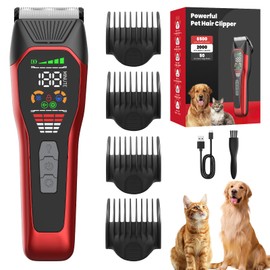Hundeschermaschine mit Typ-C-Ladung, Profi Schermaschine Hund Katze, 2-Gang Elektrische Tierhaarschneidemaschine Wiederaufladbare Kabellose Hunderasierer für Lange, Dicke, Verfilzte Lockige Tierhaare