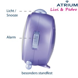 ATRIUM Children's Alarm Clock Girls Livi & Pedro Alpaca Lama Purple Lilac Analogue Quartz without Ticking with Light and Snooze A932-8