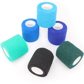 KEQCQE Self Adhesive Bandage Wrap Animal Cohesive Bandage Self Adherent Wrap First Aid Tape for Dogs Cats Horses Birds & Wrist Healing Ankle Sprain (2 Inch Blue Change 6 Rolls)