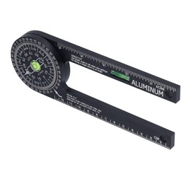 Mitre Saw Protractor, Metal Angle Measurement with Accurate Scale, Finder Gauge with O-Shape, Cutting Guide Tool with Spirit Level, for Trimming, Hemming (Black)