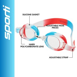 Sporti Antifog Swirl Jr. Goggle - Clear Lens/Red/White/Blue Frame