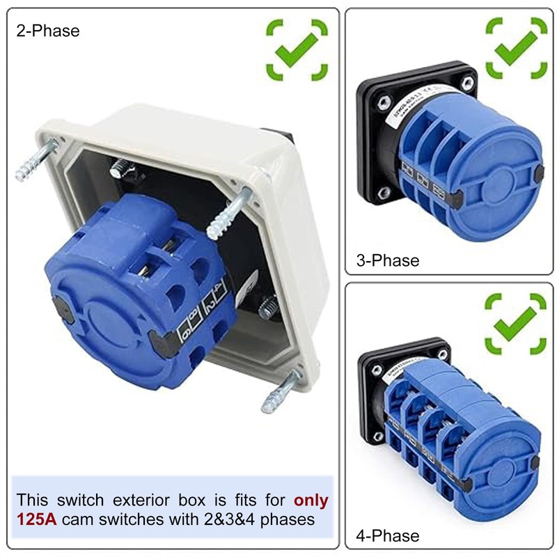 Baomain Master Switch Exterior Box, Protective Enclosure for LW28-125/4 Rotary