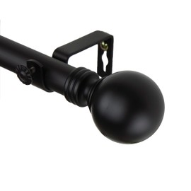 A&F Rod Decor - Ball Curtain Rod 1 inch Diameter, 48-84 inch - Black